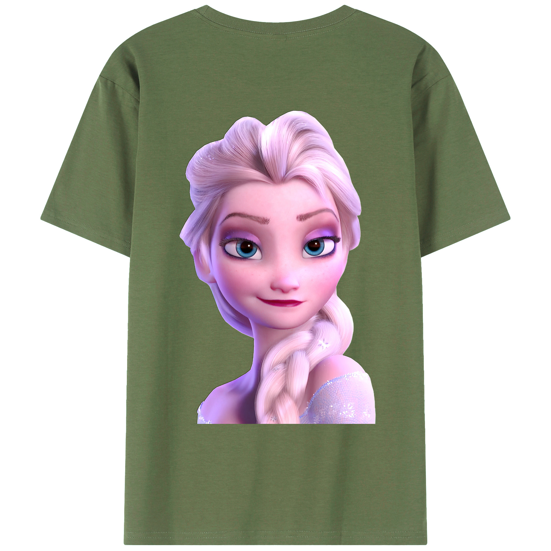 （画像用） アナと雪の女王 アンナ エルサ Frozen Anna Elsa 綿100％ メンズ半袖Tシャツ（バックプリント） 通気性